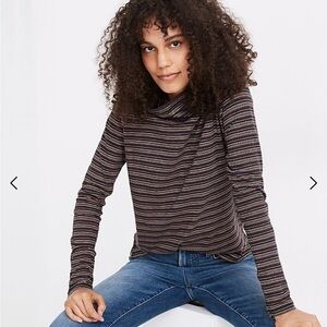 Madewell Whisper Cotton Turtleneck in Evie Stripe